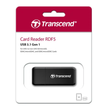 Кард-ридер Transcend TS-RDF5K USB 3.2 Gen1 (USB 3.0, USB 3.1 Gen1) Type-A, Micro SD, SD, черный